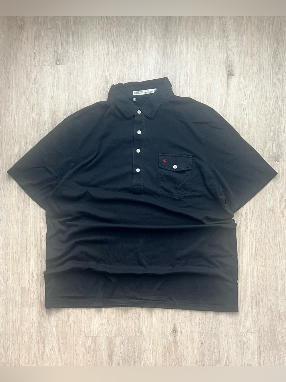 Criquet Polo Shirt Mens XL Black Pocket Golf Performance Casual Activewear